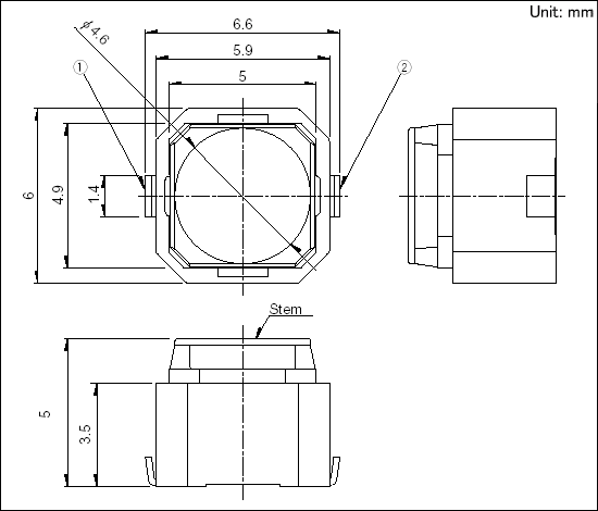 alps按鍵開(kāi)關(guān)SKPMAPE010參考圖紙